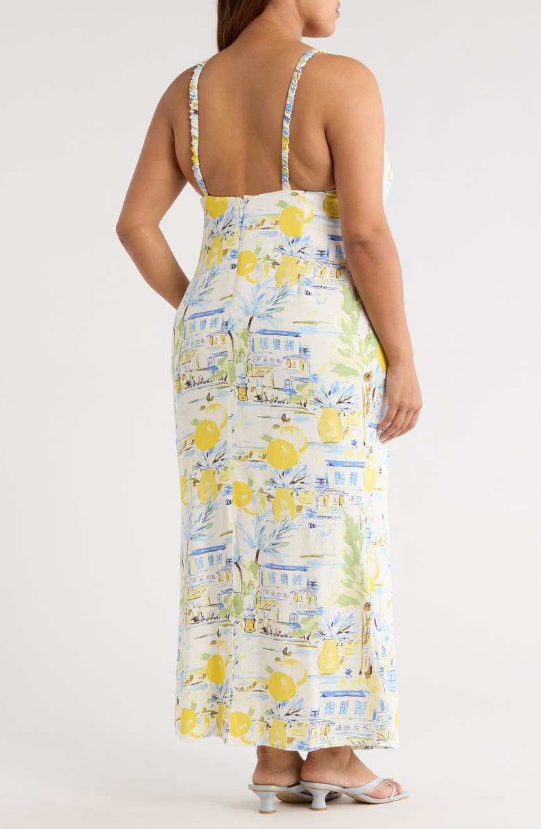 SUGARLIPS Amalfi Coast Mizie Open Back Dress, Alternate, color, White/ Blue