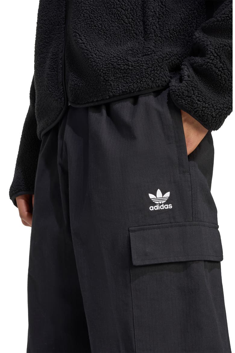 Trefoil Essentials Cotton Ripstop Cargo Pants, Alternate, color, BLACK/ WHITE