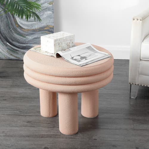 Jonathan Y Rashida Contemporary Minimalist Curvy Low Indoor/outdoor Accent Table In Pink Frosted
