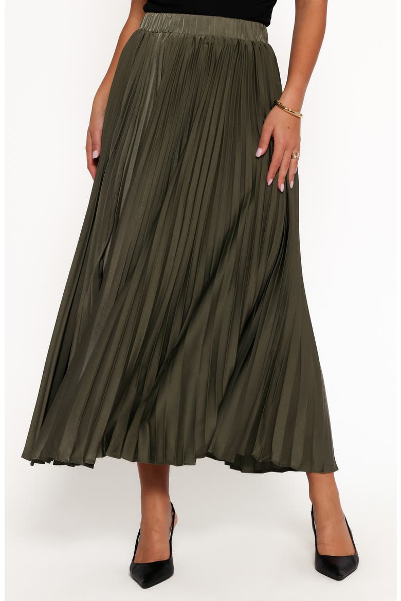 Polina Pleated Maxi Skirt, Main, color, OLIVE