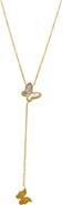 Adornia 14K Yellow Gold Plated Butterfly Lariat Pendant Necklace