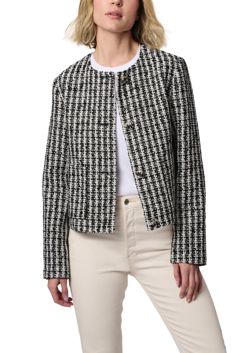 Boxy Tweed Jacket, Alternate, color, BLACK/WHITE
