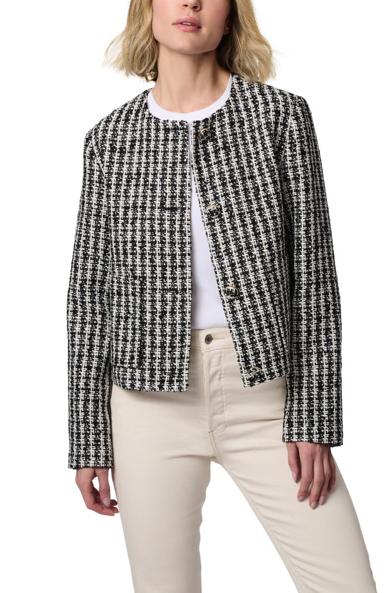 Bernardo Boxy Tweed Jacket, Alternate, color, Black And White