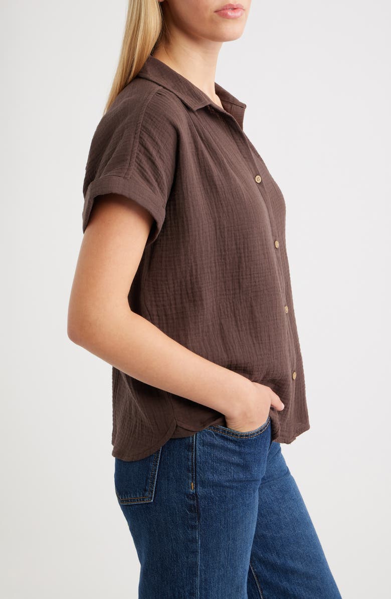 beachlunchlounge Devin Gauze Shirt, Alternate, color, Java