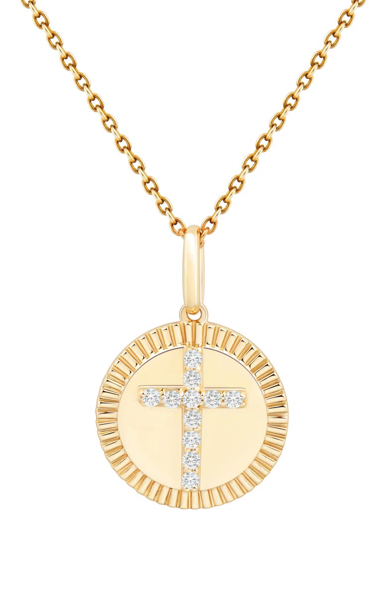 Frankie & Zoe Diamond Cross Pendant Necklace, Main, color, Yellow Gold