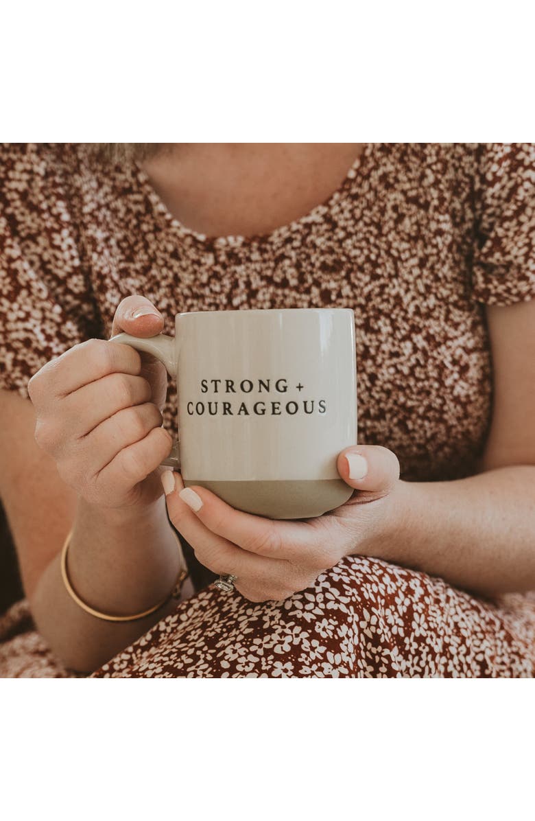 SWEET WATER DECOR Stoneware Quote Coffee Mug, Alternate, color, Strong And Courageous