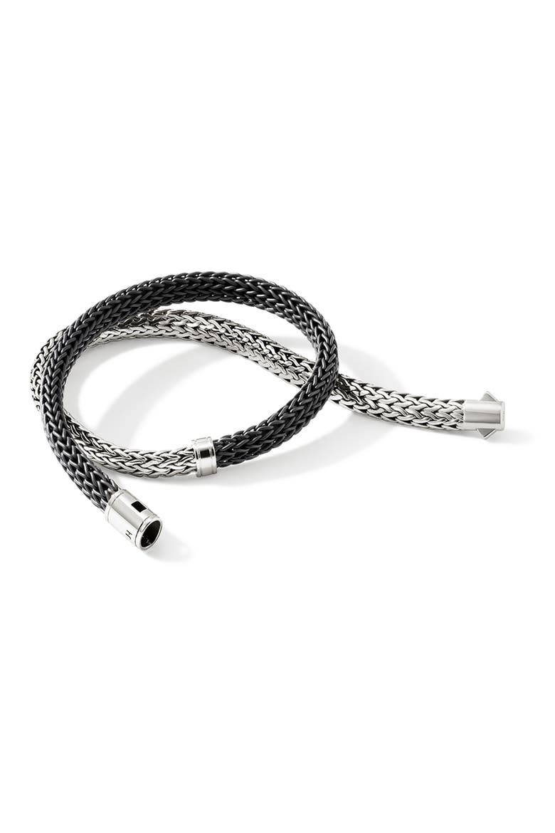 Icon Wrap, Sterling Silver, Rubber, 4.5mm, Alternate, color, SILVER/BLACK