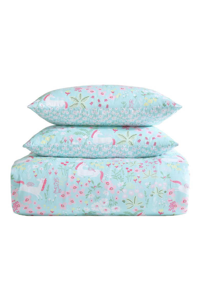 Magical Unicorns 3-Piece Queen Microfiber Comforter & Sham Set, Main, color, BRIGHT BLUE