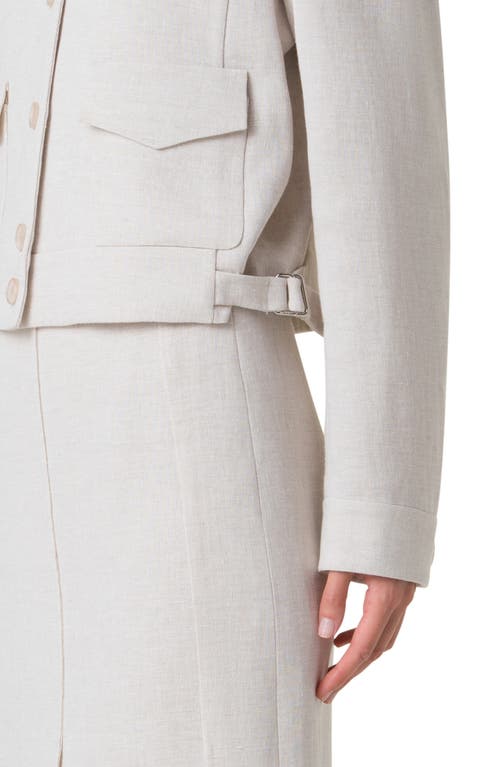 Akris Wes Short Boxy Wool Jacket In Greige