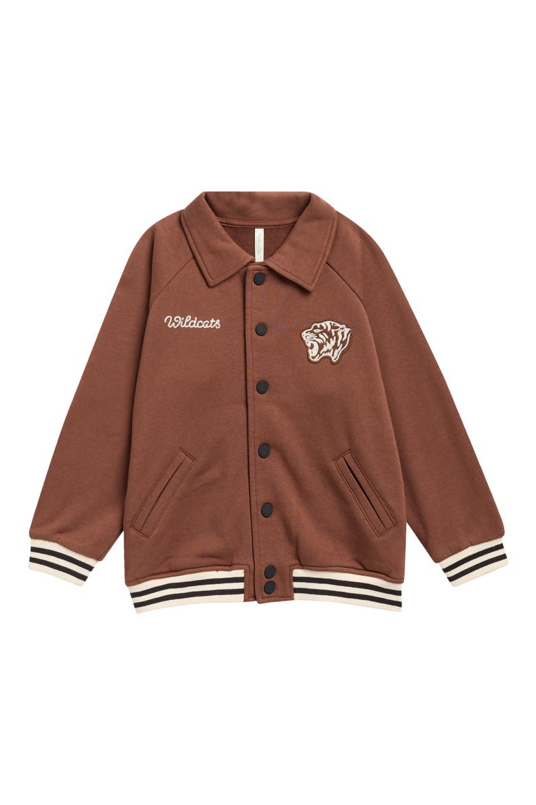 Kids' French Terry Bomber Jacket, Main, color, BROWN
