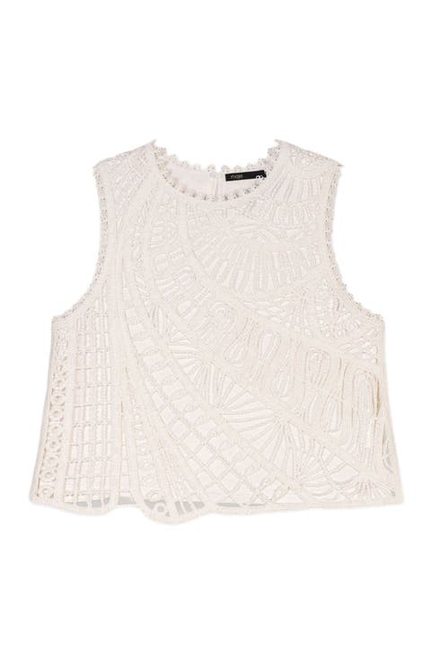 Crochet-knit sleeveless top