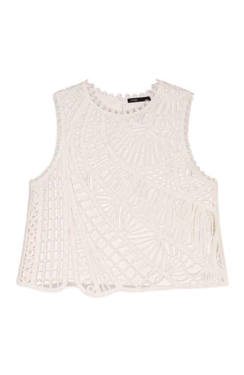 Maje Embroidered Tank Top In White