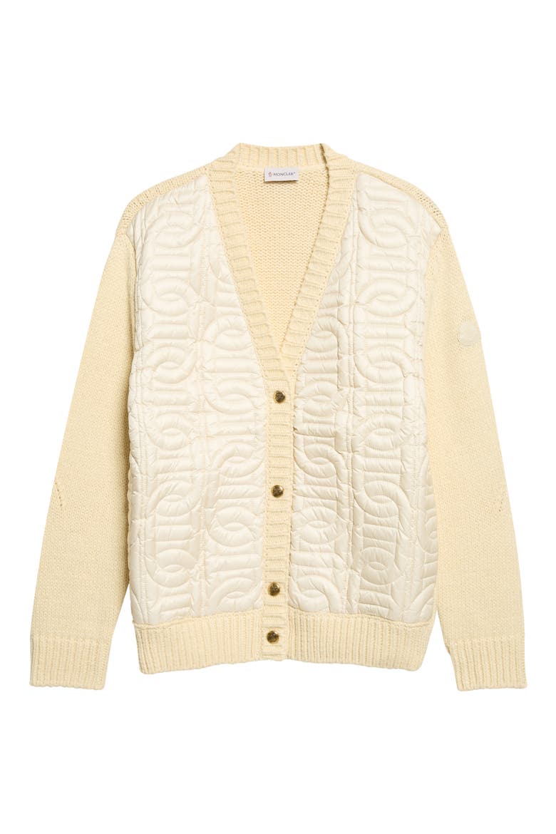 Mixed Media Chain Quilt Cotton Blend Cardigan, Main, color, BEIGE