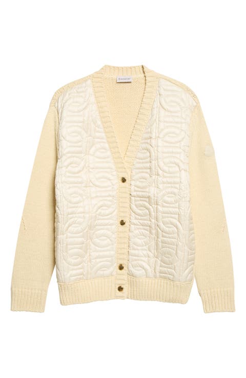 Mixed Media Chain Quilt Cotton Blend Cardigan