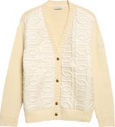 Moncler Mixed Media Chain Quilt Cotton Blend Cardigan