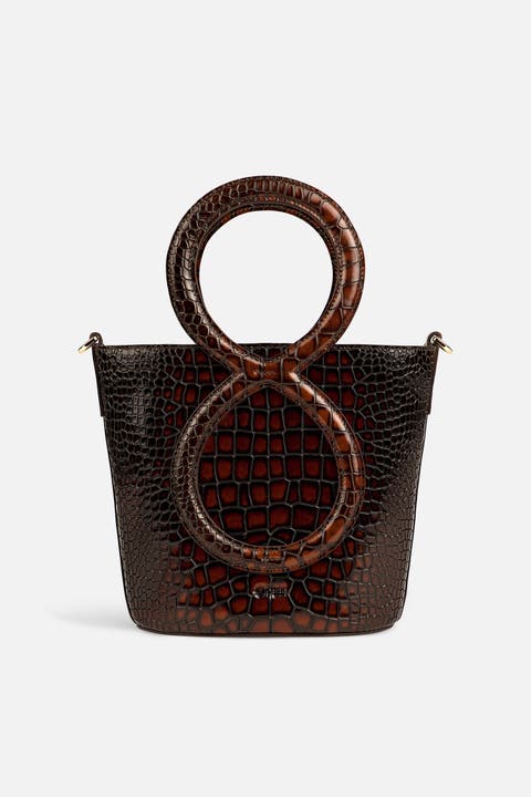 Infinity Bag - Burgundy and Brown Crocodile Embossed