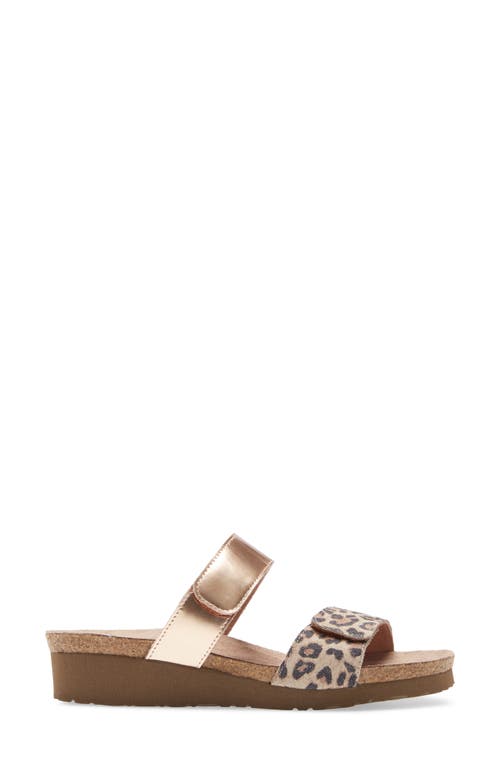 Naot Althea Slide Sandal In Cheetah/rose Gold Leather