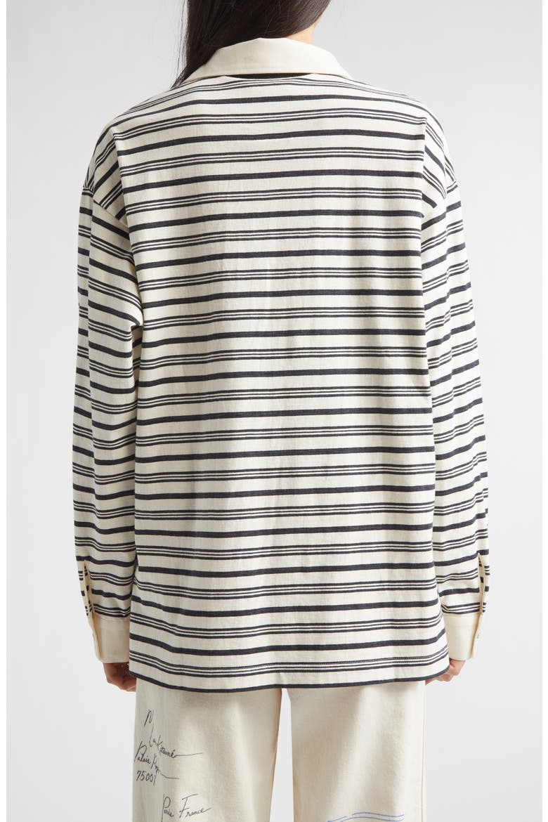 Syntax Rugger Stripe Rugby Shirt, Alternate, color, IVORY/ NAVY