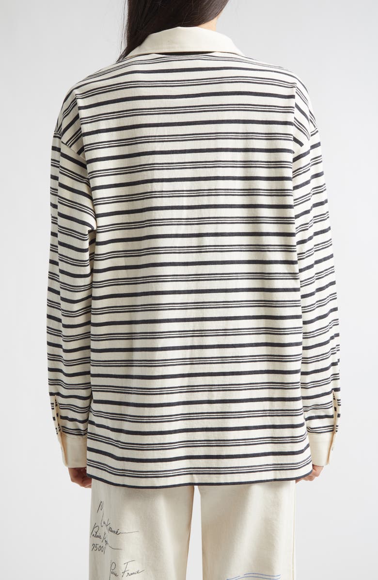 KURO Syntax Rugger Stripe Rugby Shirt, Alternate, color, Ivory/ Navy