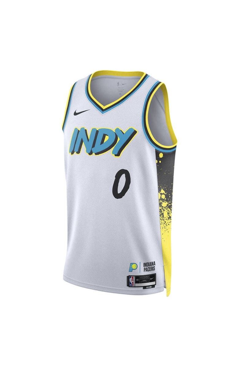 Nike Unisex Nike Tyrese Haliburton White Indiana Pacers 2024/25 Swingman Player Jersey - City Edition, Alternate, color, 