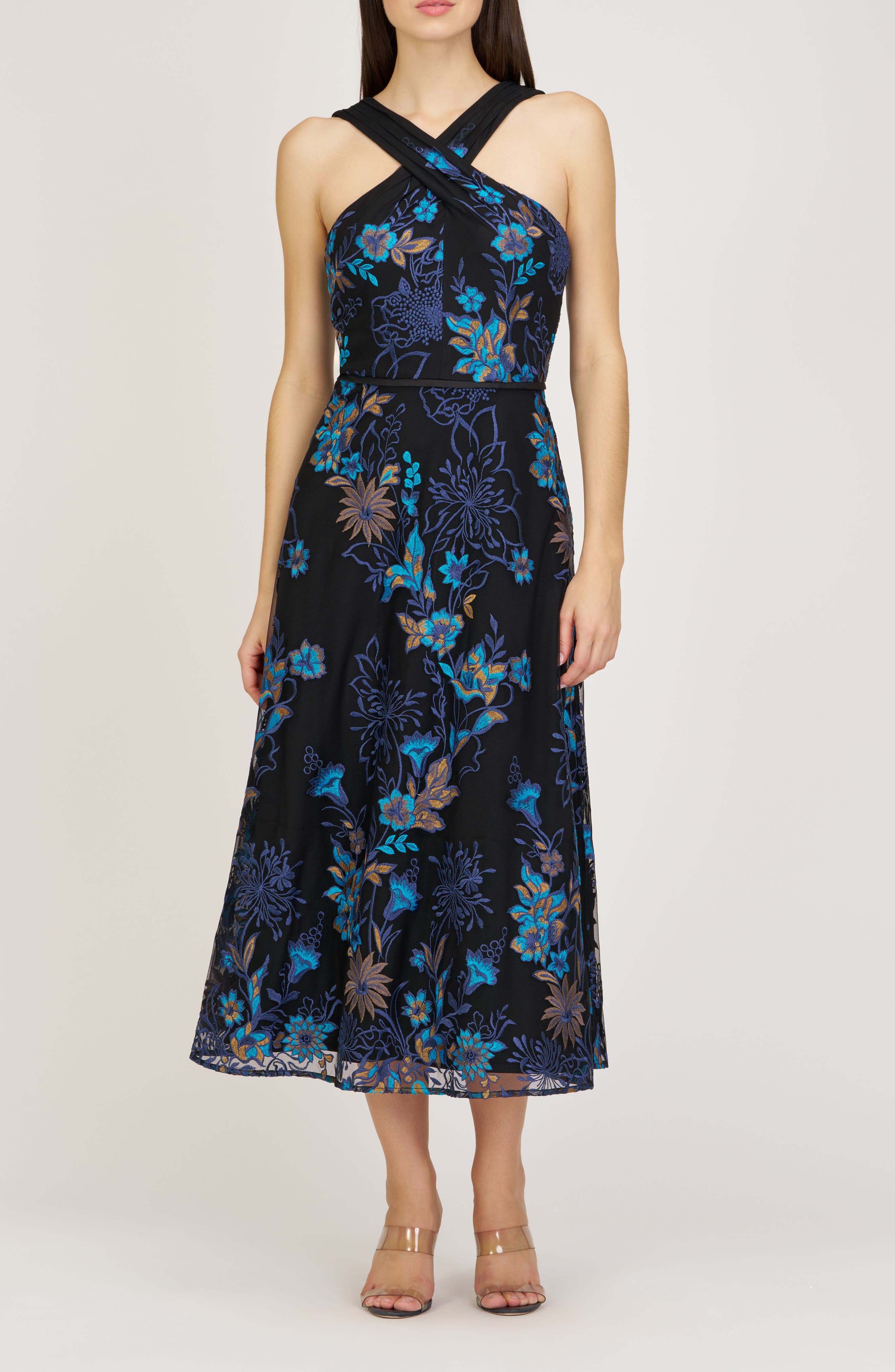 JS Collections Maggie Embroidered Sleeveless Gown