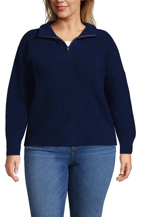 Plus Size Drifter Shaker Wedge Quarter Zip Sweater