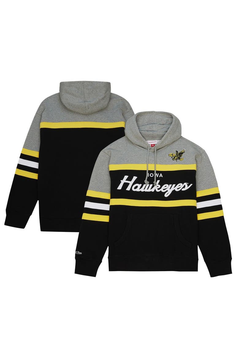 Men's Mitchell & Ness Black Iowa Hawkeyes Head Coach Pullover Hoodie, Main, color, Black
