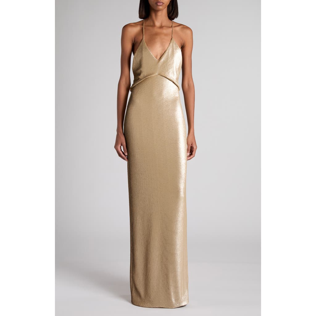 Tom Ford Sequin Embroidered Tulle Gown In Gold