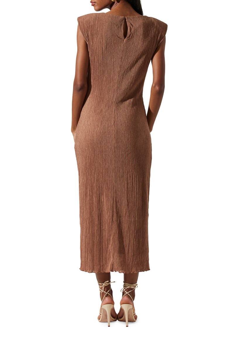 Plissé Maxi Dress, Alternate, color, BROWN