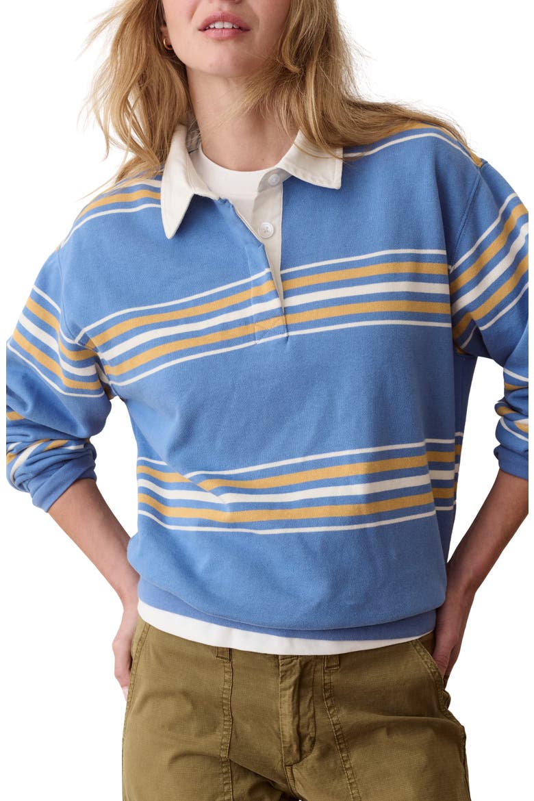 Cloud 9 Cotton Blend Fleece Polo, Main, color, FADED BLUE AND GOLD