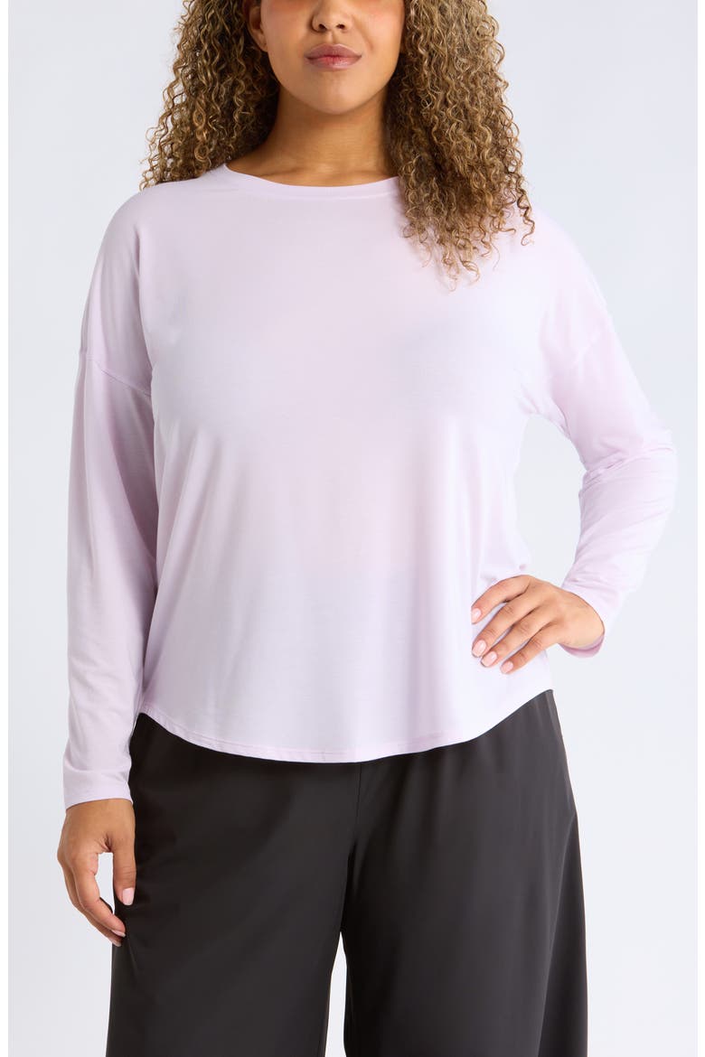 Breathe Long Sleeve Performance T-Shirt, Main, color, PURPLE HUSH