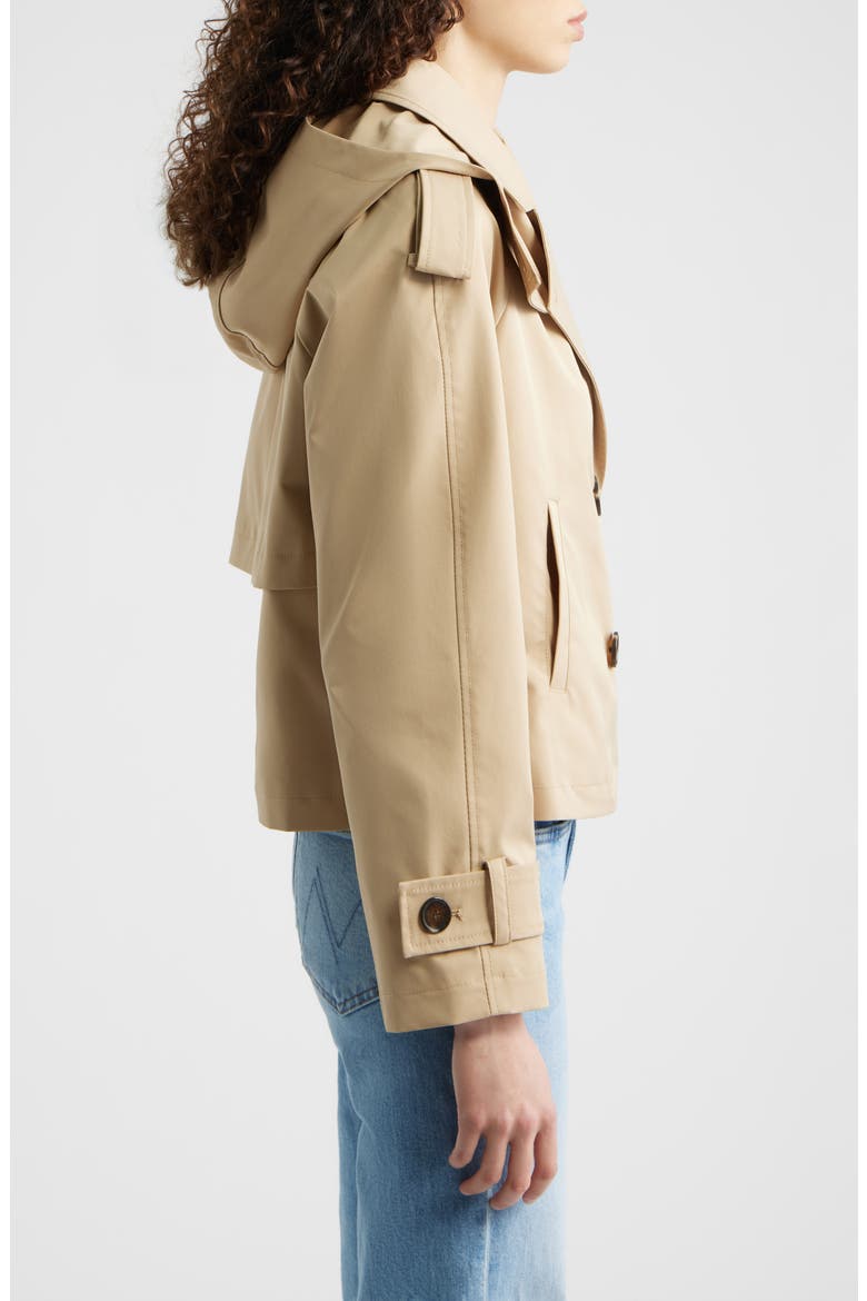 Crop Trench Coat with Removable Hood, Alternate, color, KHAKI