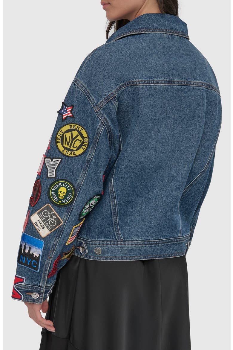 Patch Detail Denim Trucker Jacket, Alternate, color, LUDLOW WASH