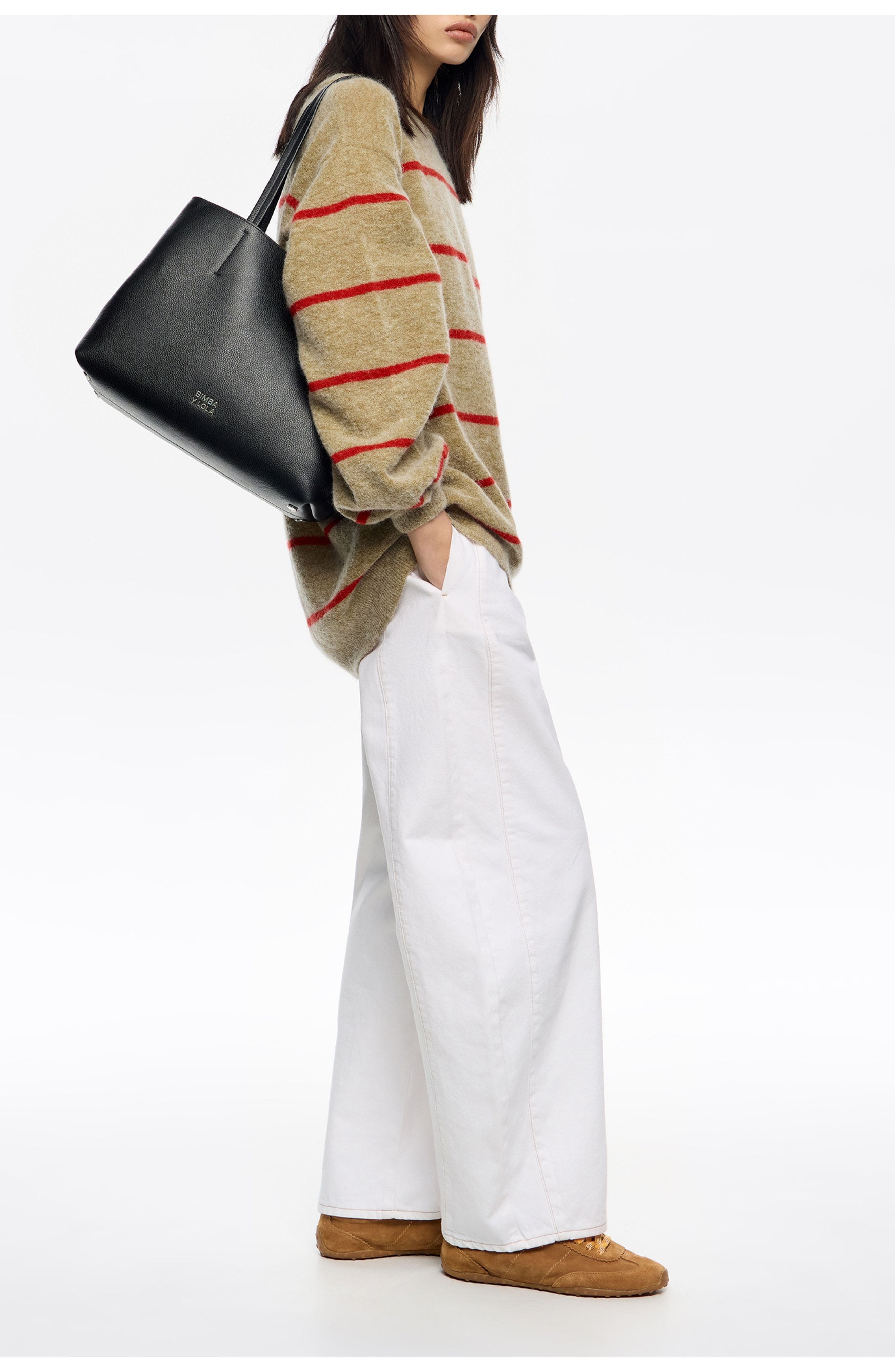 Bimba y Lola Leather Chihuahua Shopper Bag, Alternate, color, Black