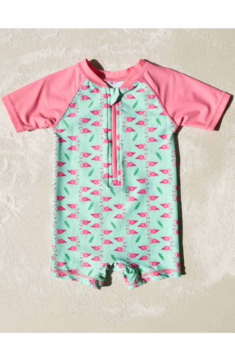 Leveret Baby One-Piece Rashguard, UPF 50+ Sun Protection Swimwear, Alternate, color, Flamingo