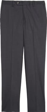 Berle Flat Front Stretch Solid Wool Trousers