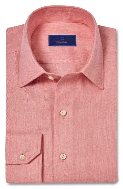 Spread Collar Herringbone Sport Shirt
