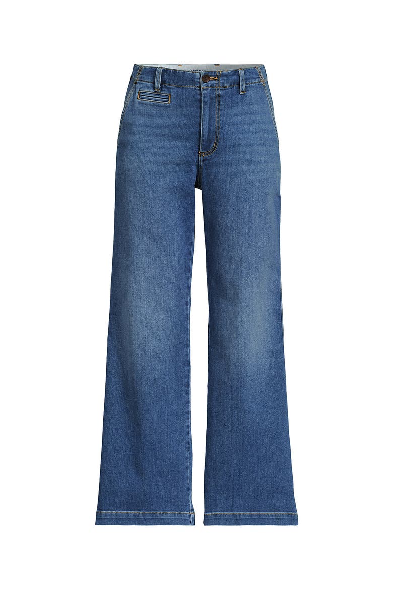 Plus Size Recover Denim Mid Rise Wide Leg Ankle Jeans, Alternate, color, Indigo Tide Blue