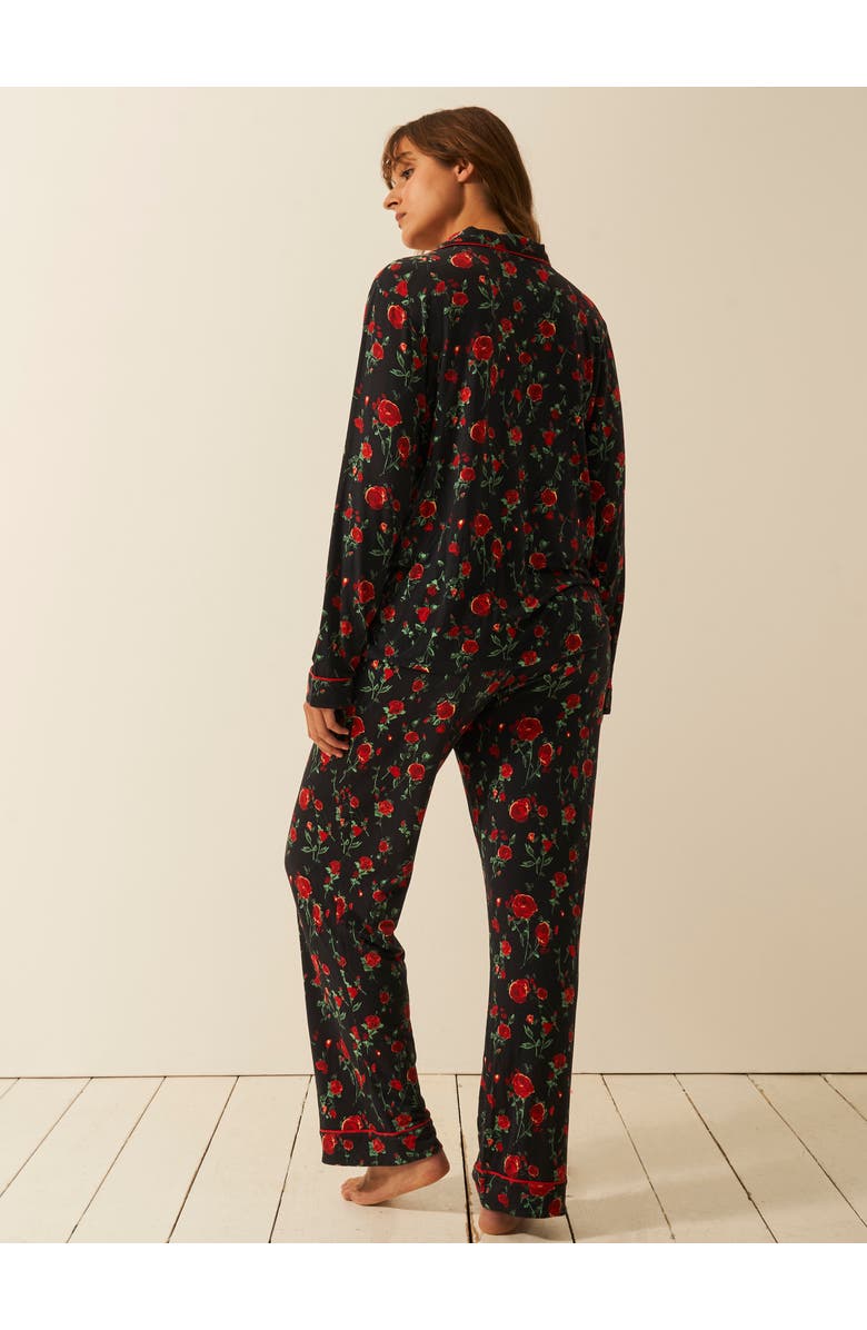 Stripe & Stare Long Pyjama Set, Alternate, color, Claudia Black Rose