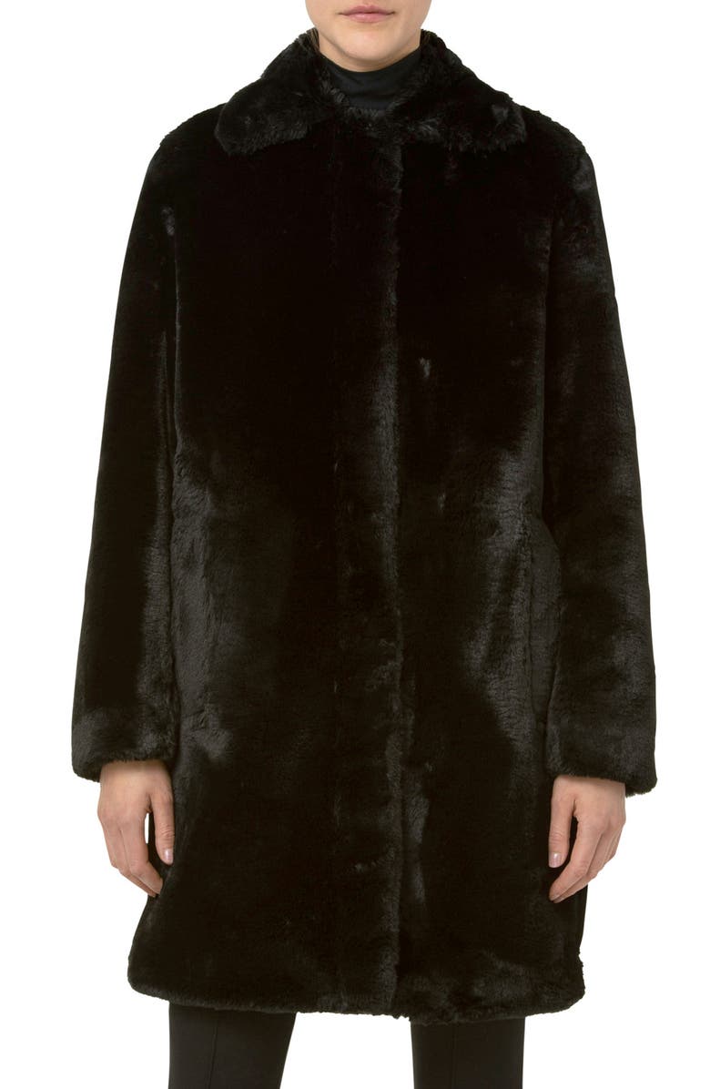 Akris punto Faux Fur Coat, Main, color, Black