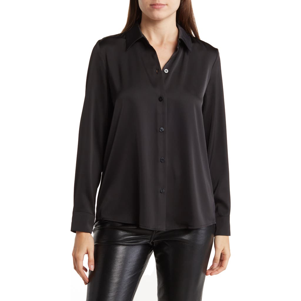 Vince Camuto Satin Long Sleeve Button-up Shirt