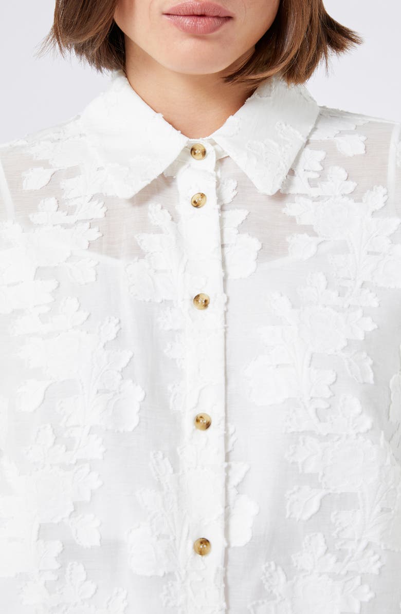 Marina Rinaldi Gessati Floral Jacquard Tunic Shirt, Alternate, color, White