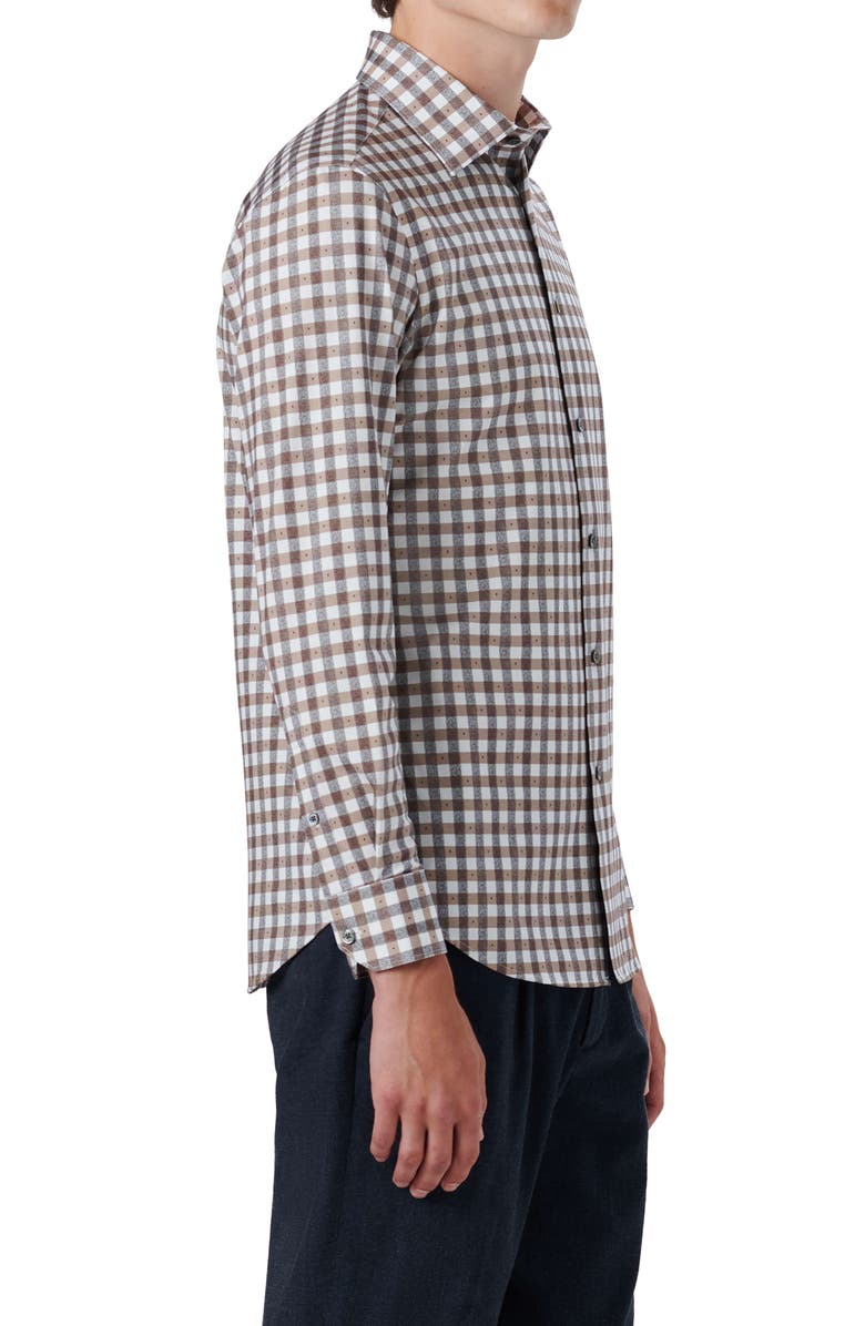 Bugatchi OoohCotton<sup>®</sup> Check Button-Up Shirt, Alternate, color, Chalk/ Red