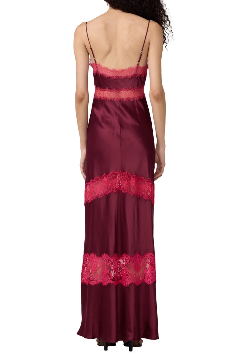 Eden Lace Trim Satin Slipdress, Alternate, color, CHERRY WOOD
