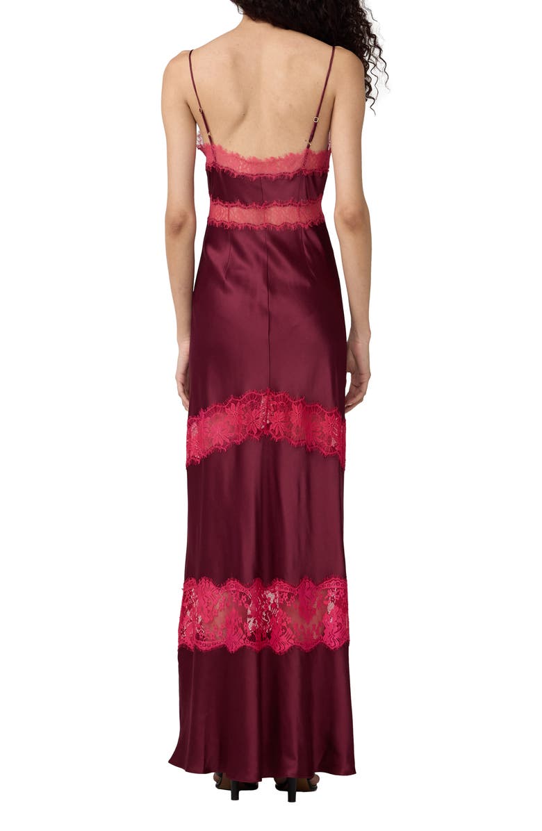DVF Eden Lace Trim Satin Slipdress, Alternate, color, Cherry Wood