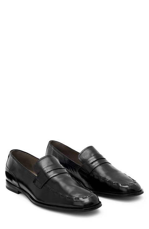 Jules Stitch Leather Penny Loafer
