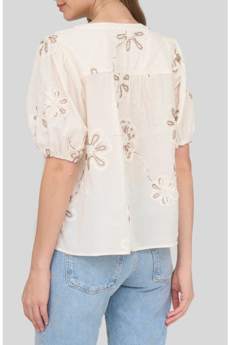 Floral Embroidered Cotton Blend Top, Alternate, color, CREAM