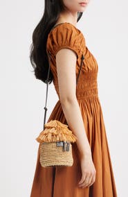 STAUD Tiki Raffia Shoulder Bag