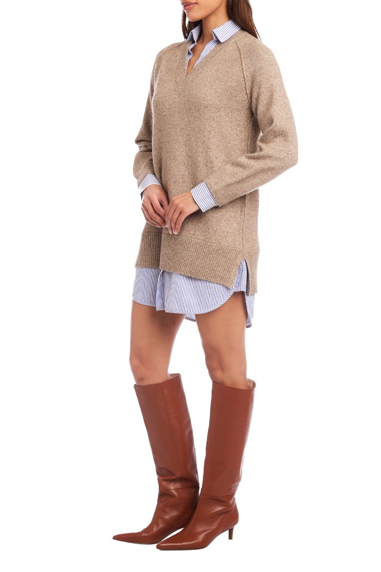 Carrie Mixed Media Minidress, Alternate, color, WHEAT
