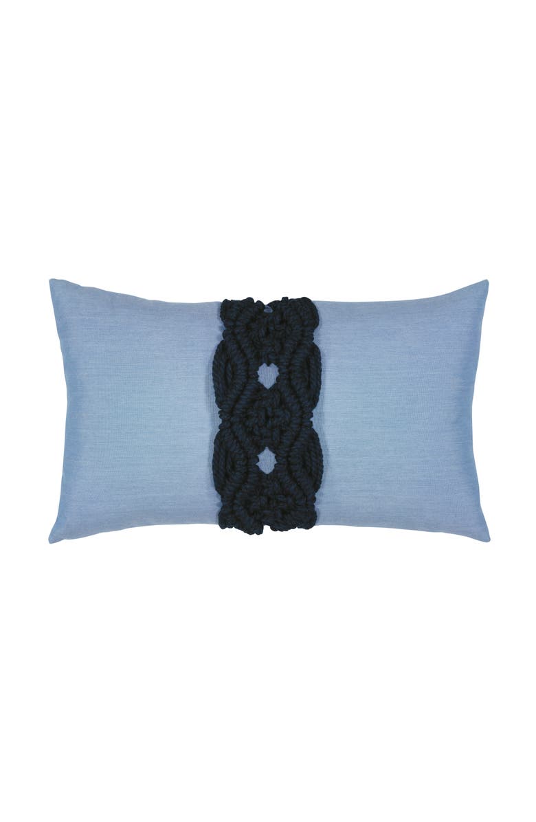 Elaine Smith Palomar Handknotted Macrame Indoor & Outdoor Woven Accent Pillow, Main, color, Indigo